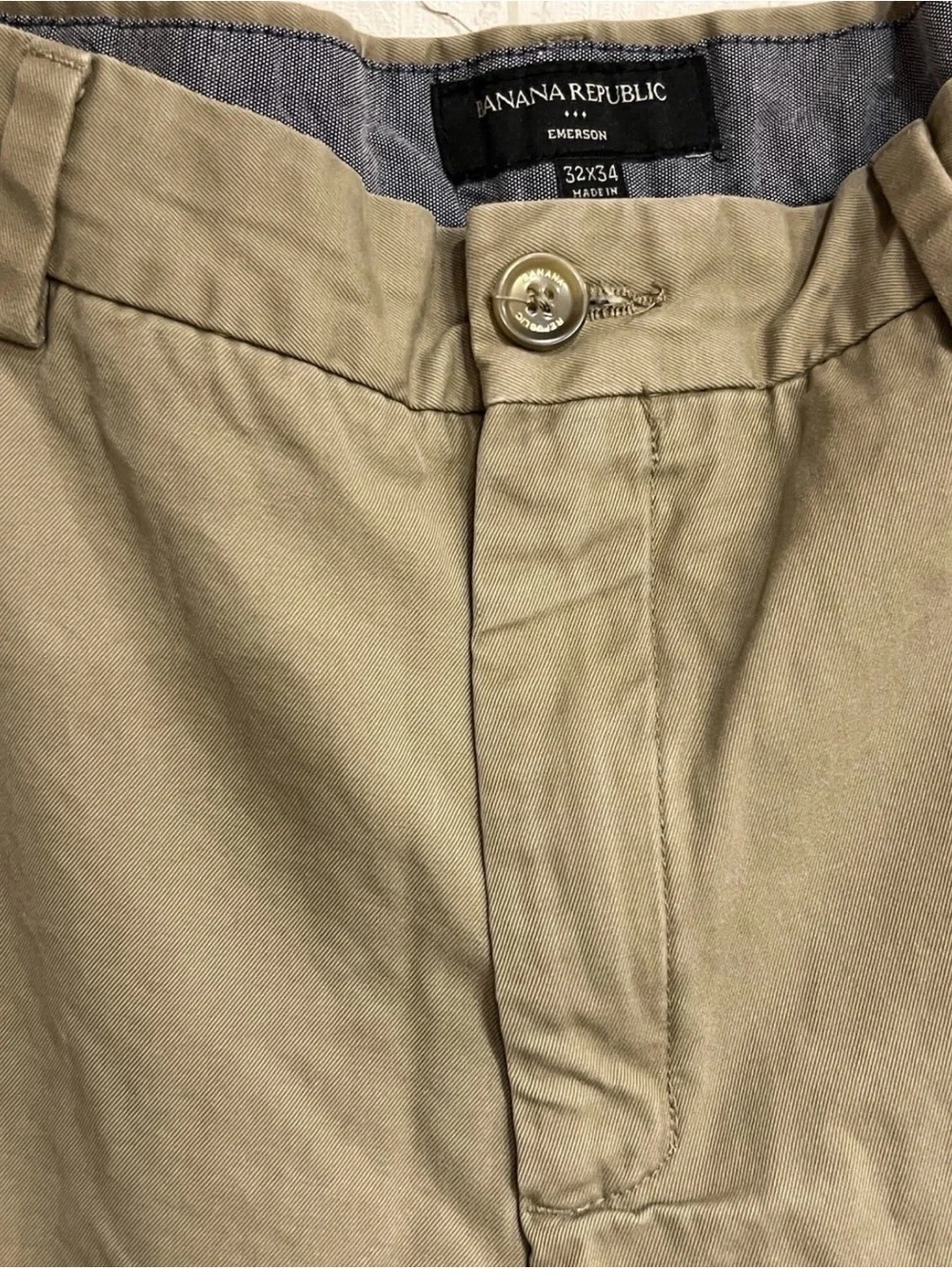 Banana Republic Emerson Chino Pants Men’s 32 x 34 (Fits 32 x 32) Tan Cotton